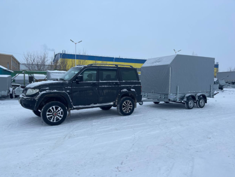 Купить двухосный прицеп для перевозки 2х снегоходов, квадроциклов и крупногабаритных грузов в Уфе